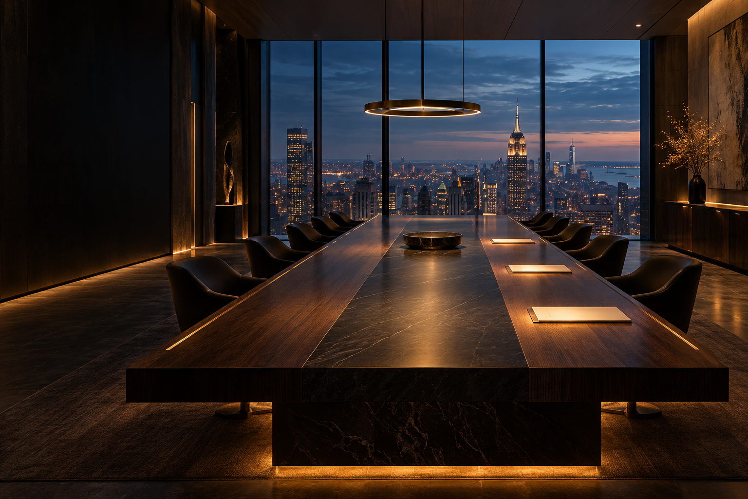 The committee room at dusk, ready for the final decision